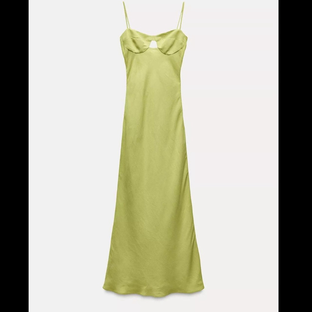 NWT Zara chartreuse midi dress